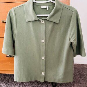 TOAST London Cotton Pique Sage button shirt sz XS